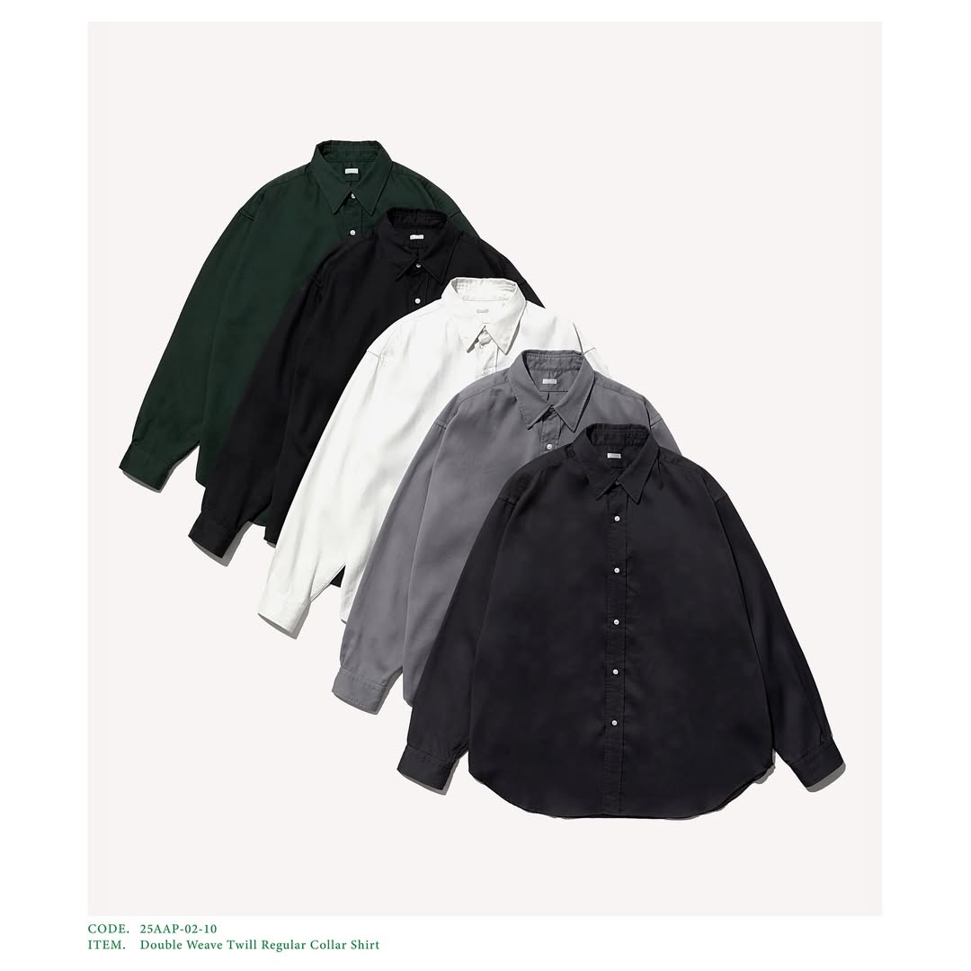 A.PRESSE 25AW Double Weave Twill Regular Collar Shirt